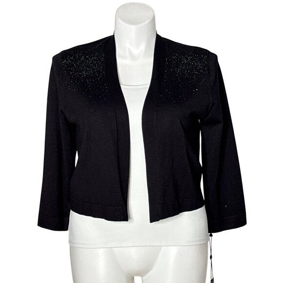 Tommy Hilfiger NWT Embellished Sequin Cardigan, Black Long Sleeves Women's XL - Picture 1 of 10